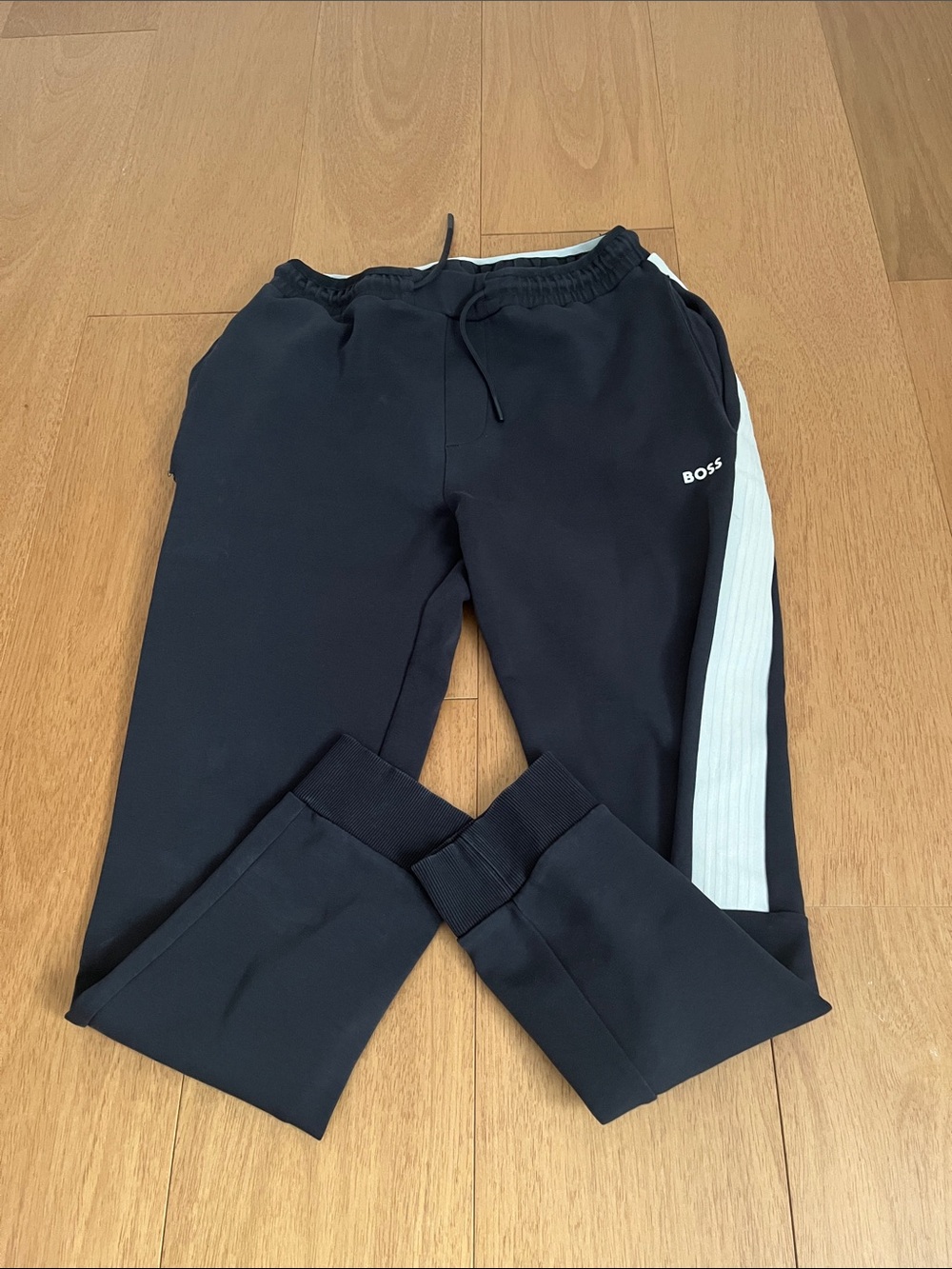 Boss Black Joggers with White Side Panel